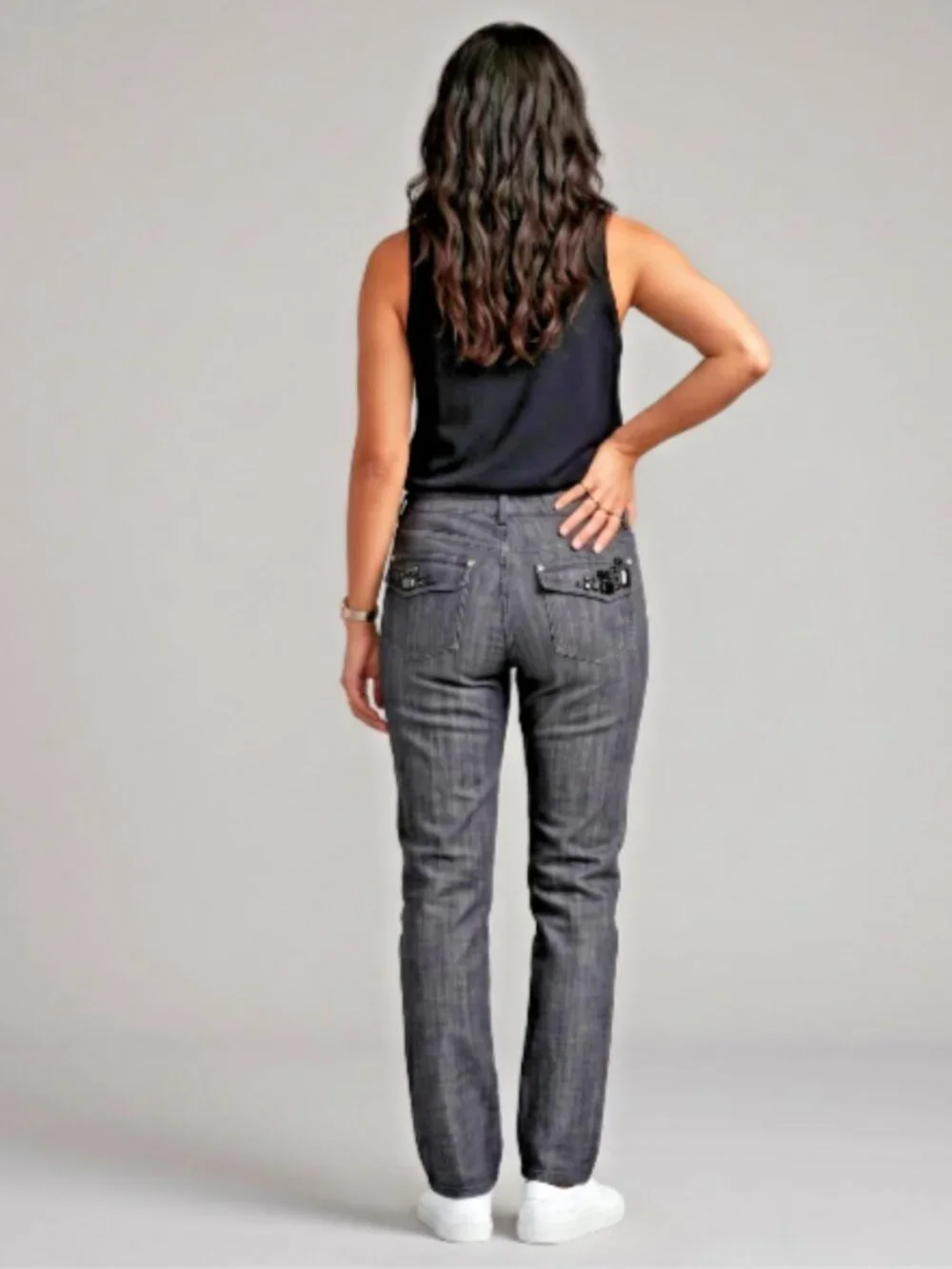 Michael Kors Size 6 Black Studded Pocket Slim Straight Jeans